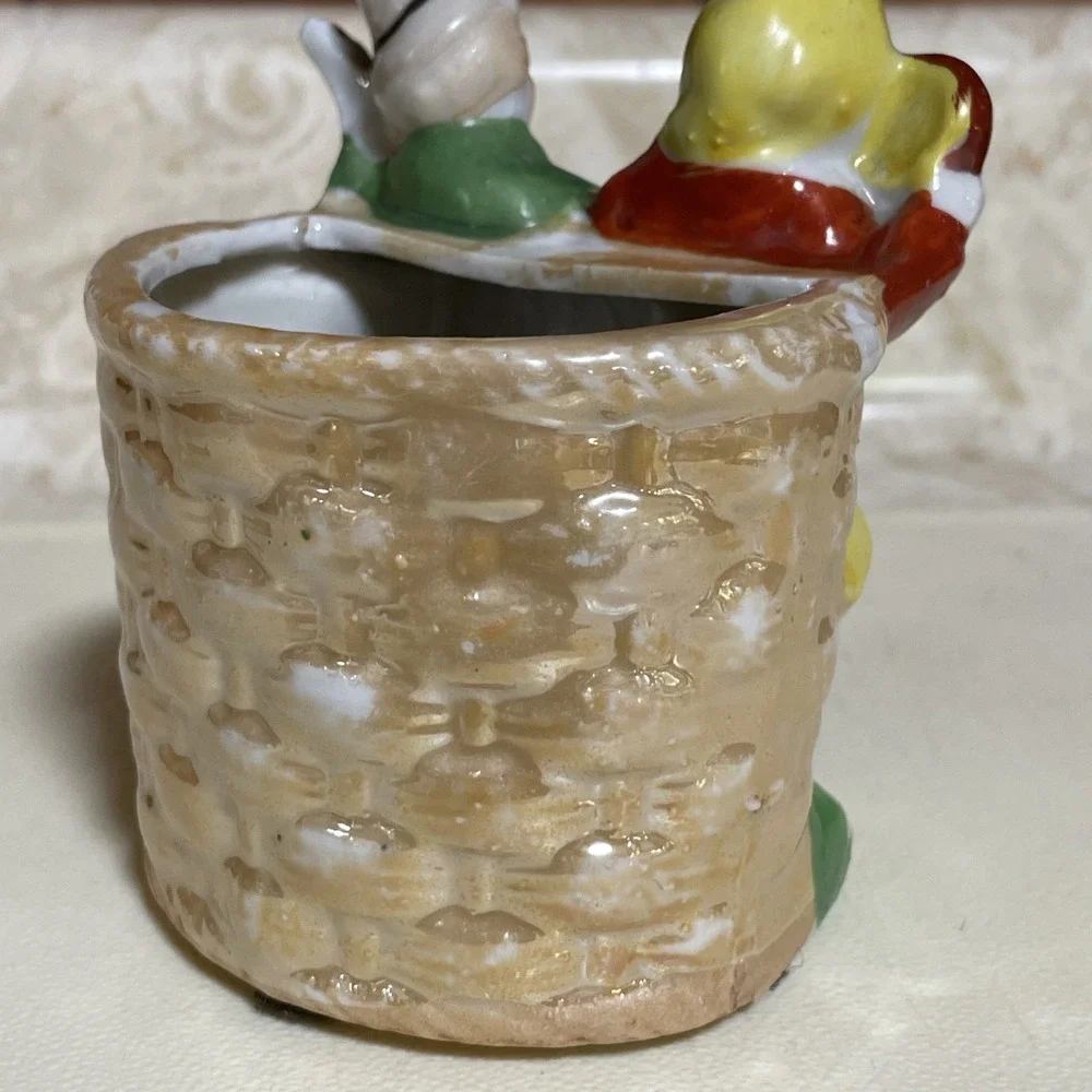 Vintage Iridescence Mini Planter‎ Whimsical Figurines Made In Occupied Japan
